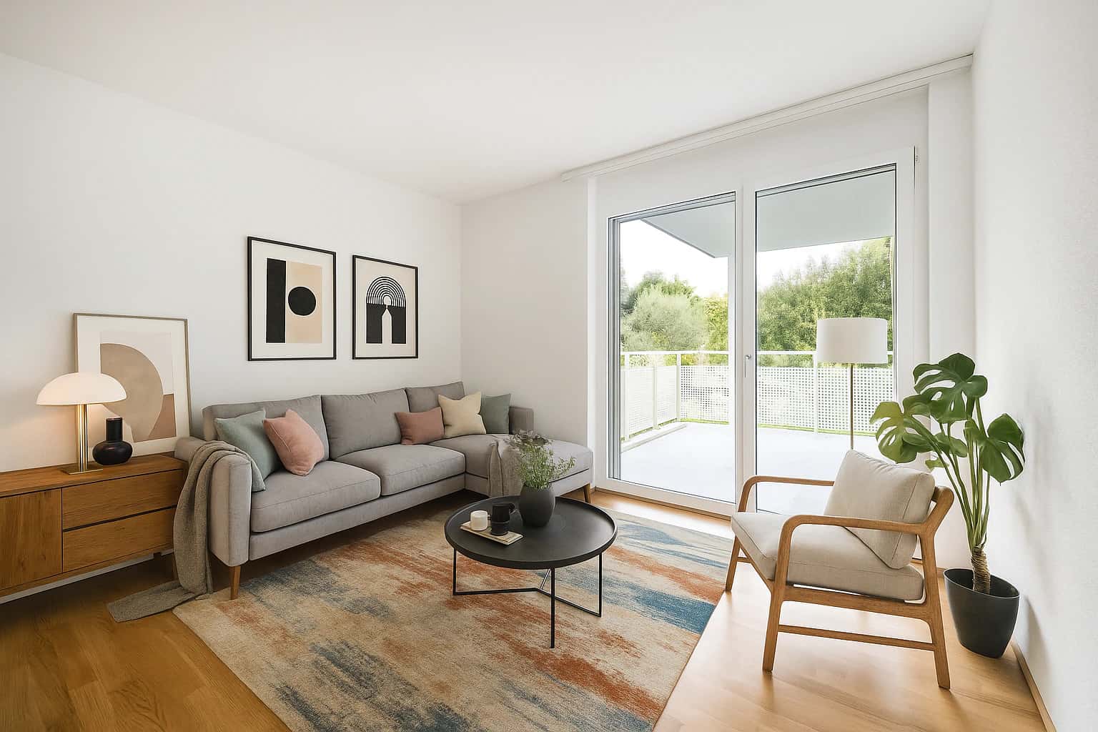 Nachher - Möbliertes Wohnzimmer