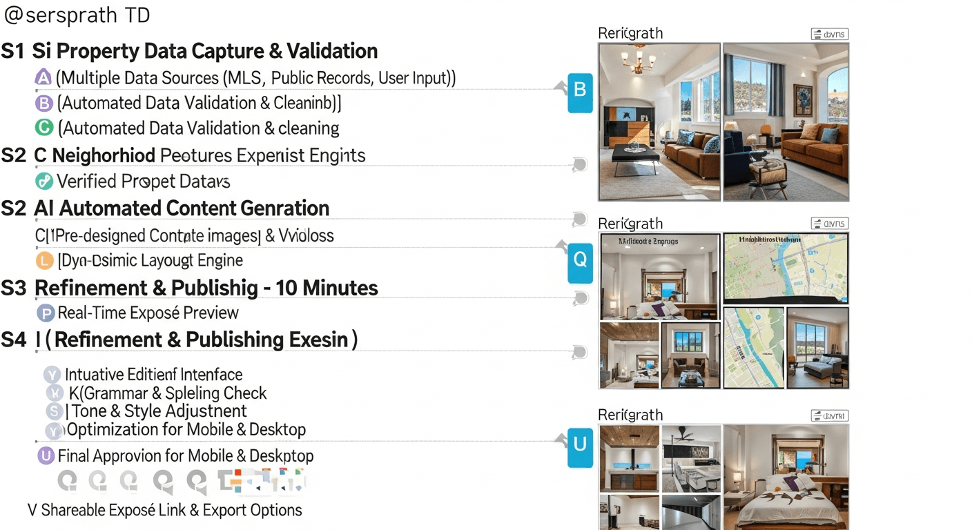 Illustration eines schnellen Workflows für Immobilieninserate von Daten zum Exposé