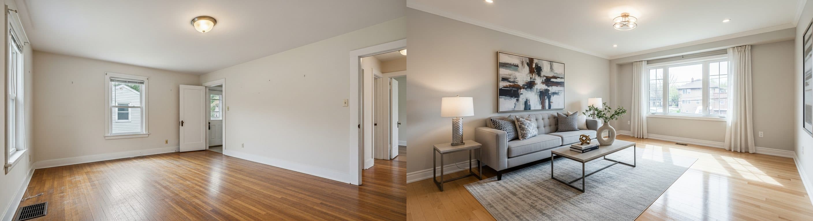 Living Room: înainte vs după amenajarea virtuală