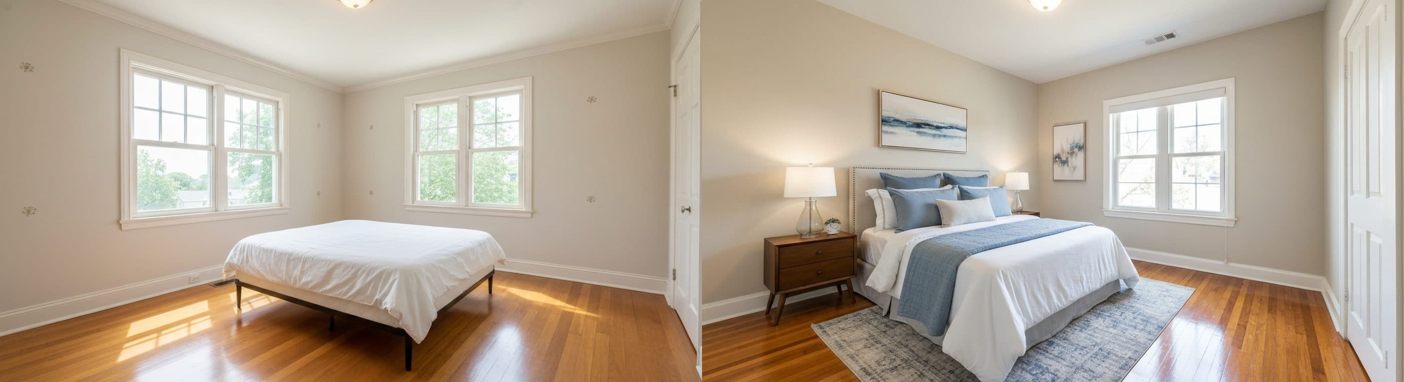 Bedroom: before vs after virtual staging