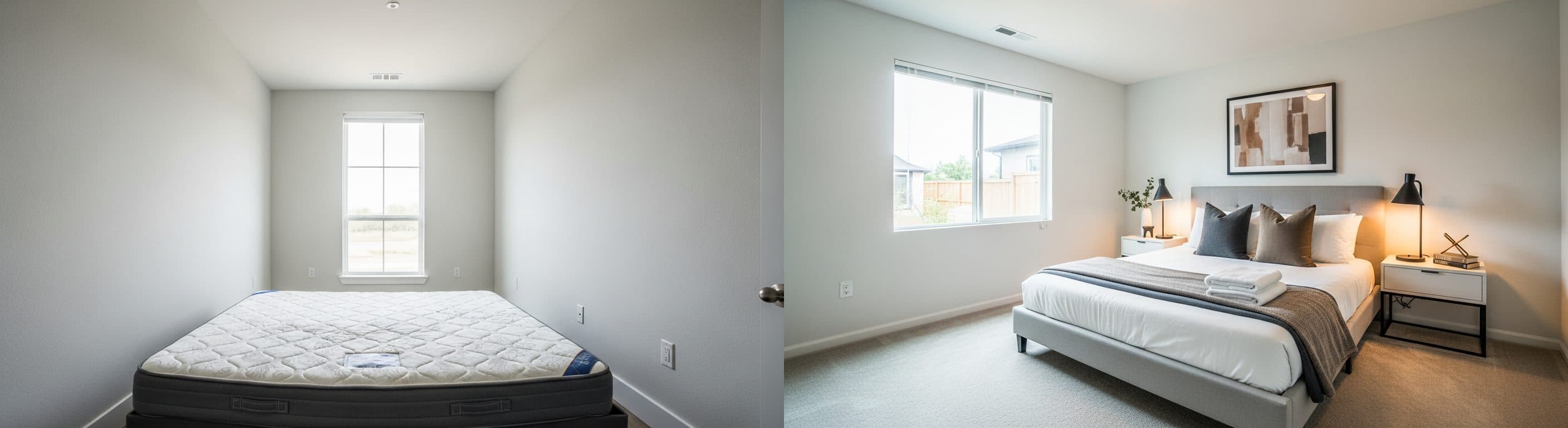 Bedroom: before vs after virtual staging