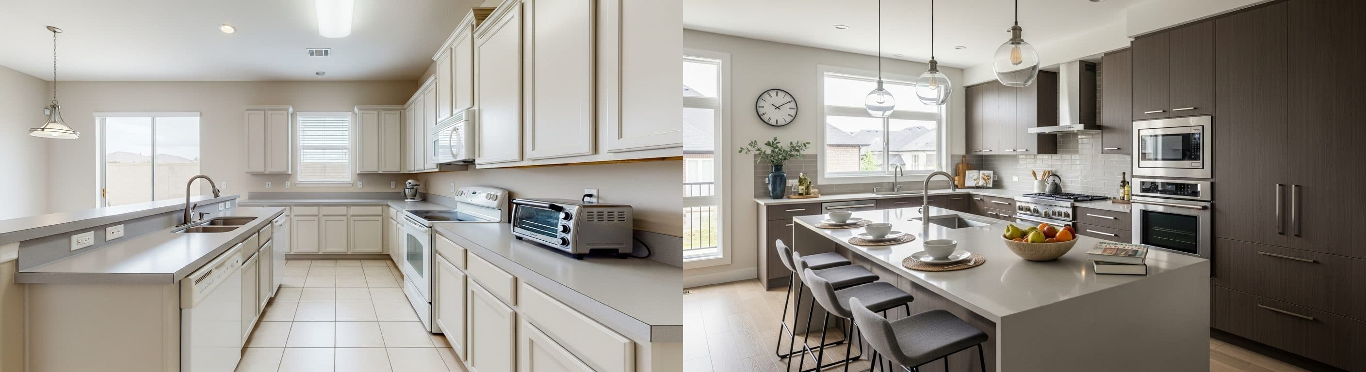 Cocina: antes vs después del home staging virtual