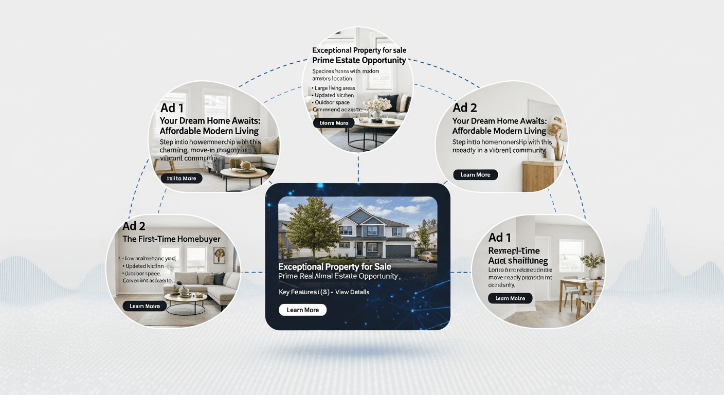 رسم توضيحي للذكاء الاصطناعي وهو يكيف إعلان تجهيز منزل واحد لخمس شخصيات مشترين