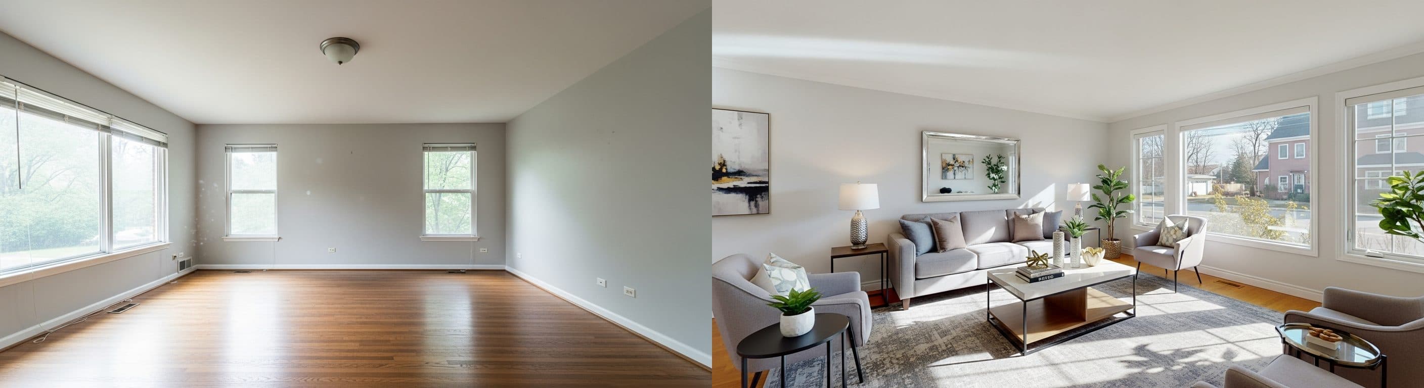 Living: înainte vs după amenajare virtuală