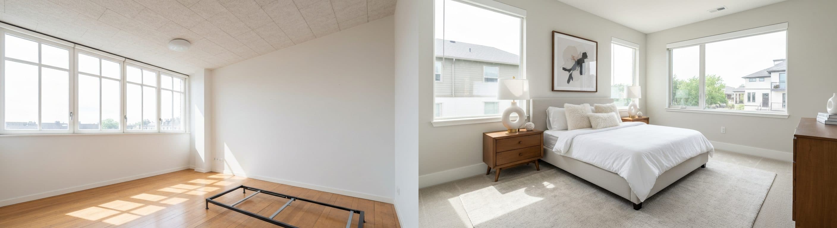 Dormitor: înainte vs după amenajare virtuală