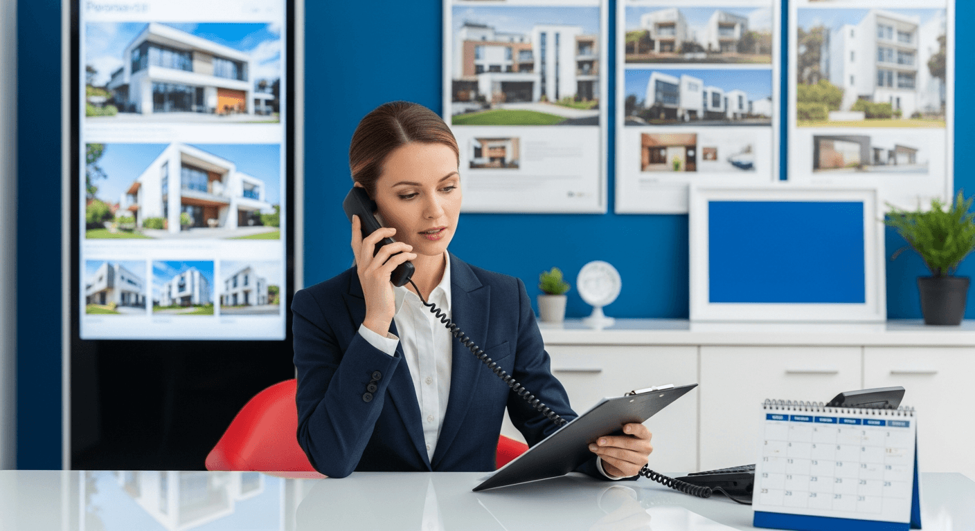 Брокер на недвижими имоти обсъжда въпроси с потенциален купувач преди оглед на имот