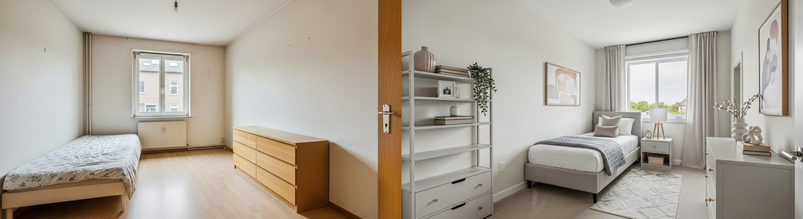 Dětský pokoj batolete: před vs. po virtuálním stagingu