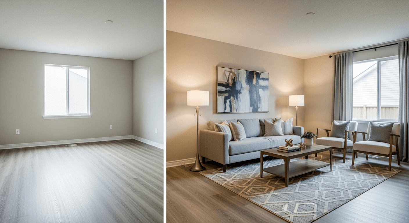 Soverom: før vs etter virtuell styling