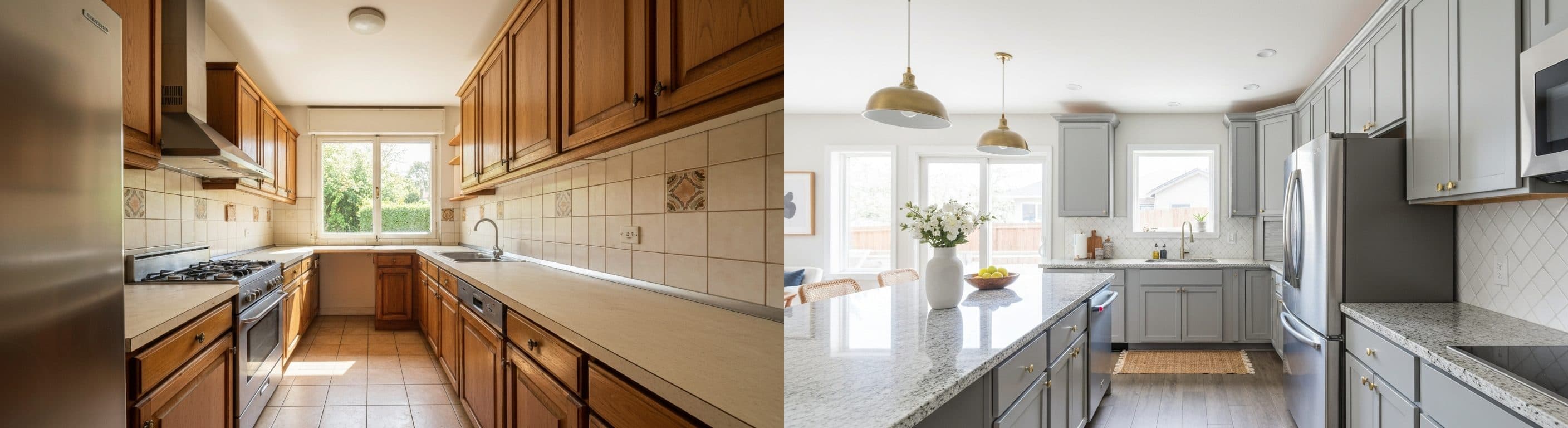 kitchen: before vs after virtual staging