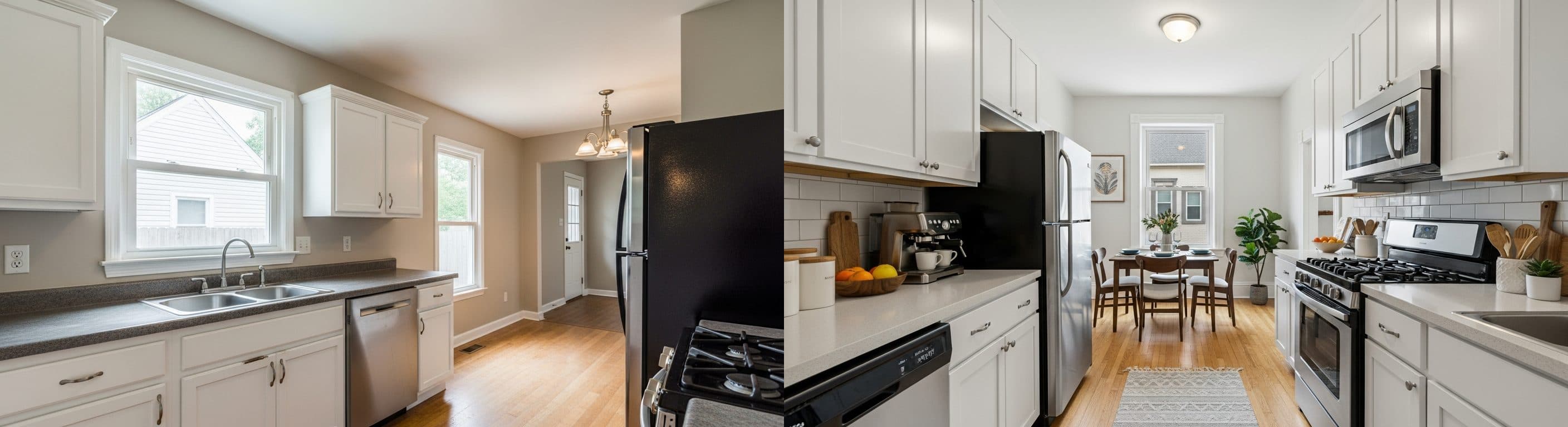 Kjøkken: før vs etter virtuell styling