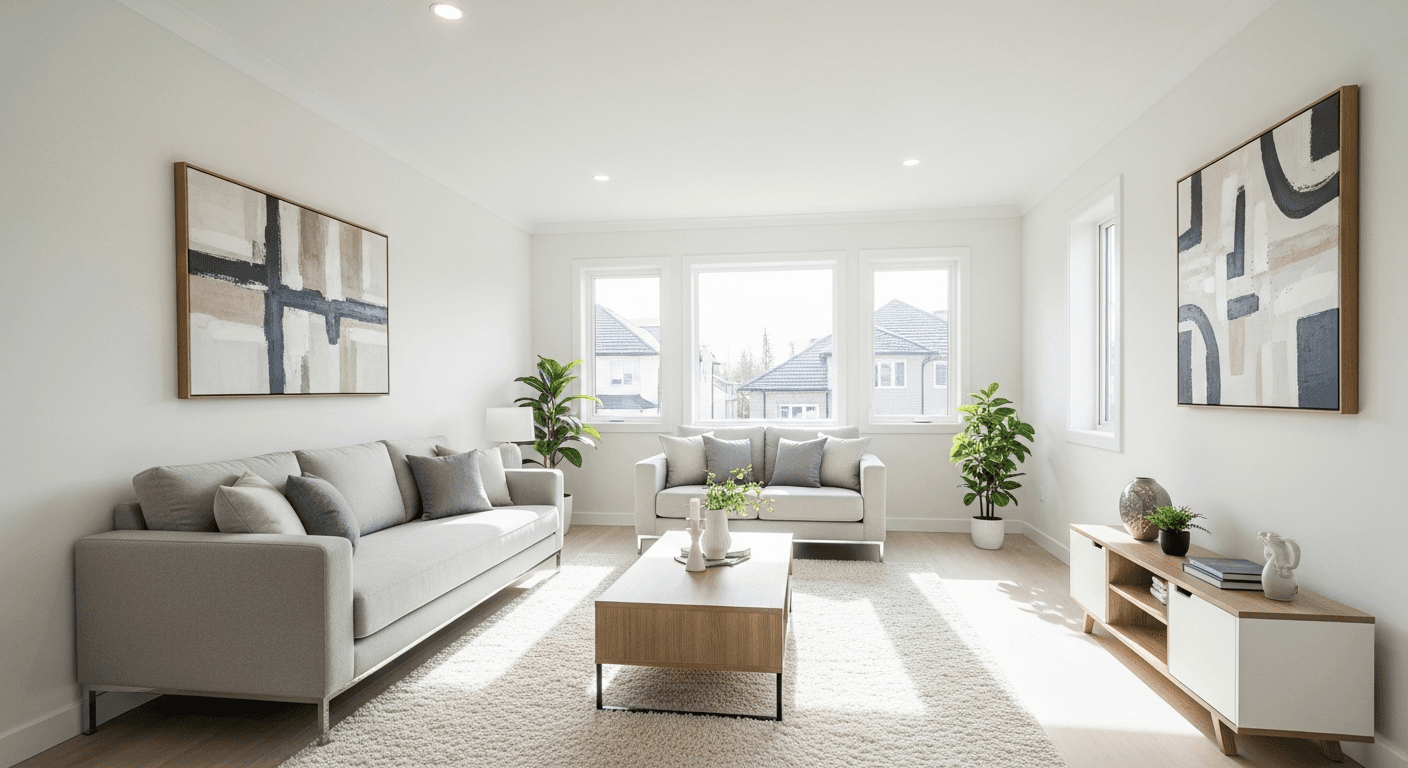 En moderne, stylet eiendom i et dødsbo, klar for salg uten kaos