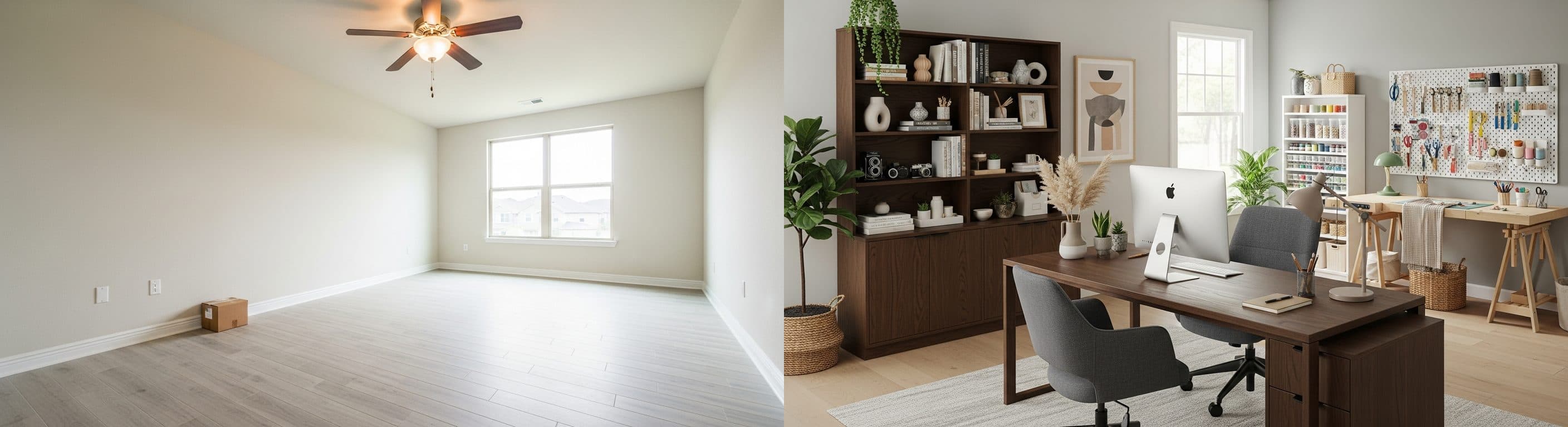 Craft Hobby Room: before vs after virtual staging
