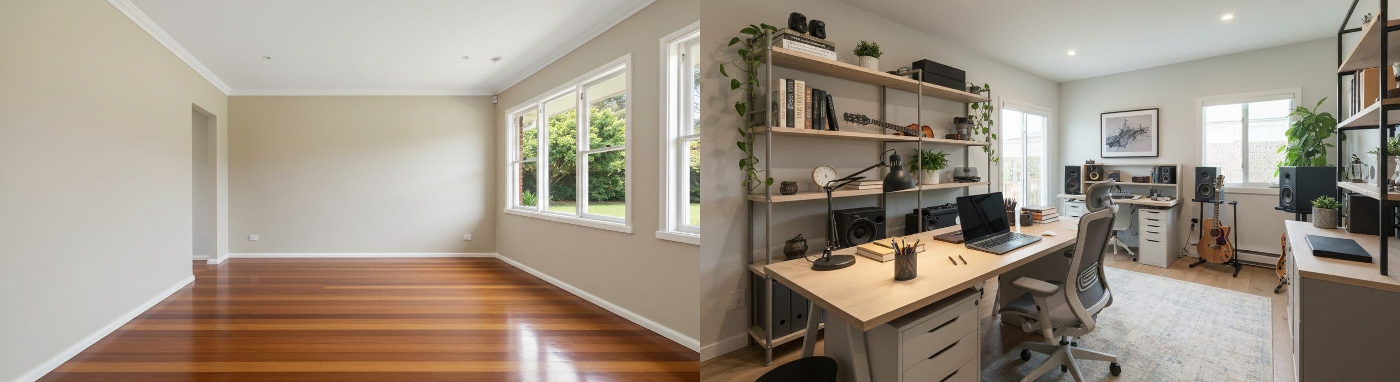 Music Hobby Room: before vs after virtual staging