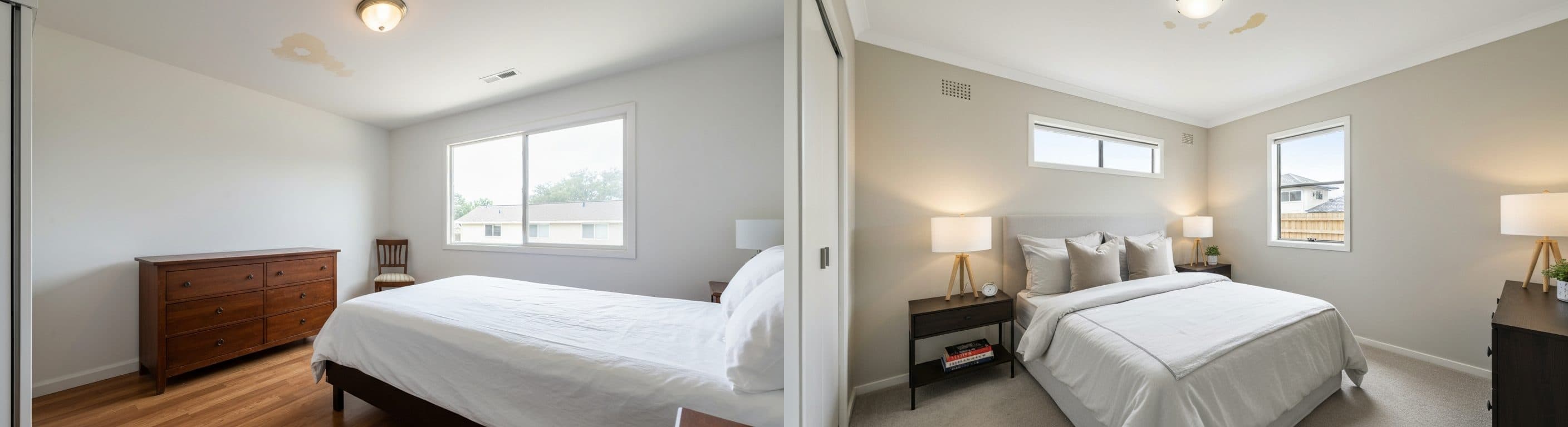 Спалня: преди срещу след виртуален стейджинг