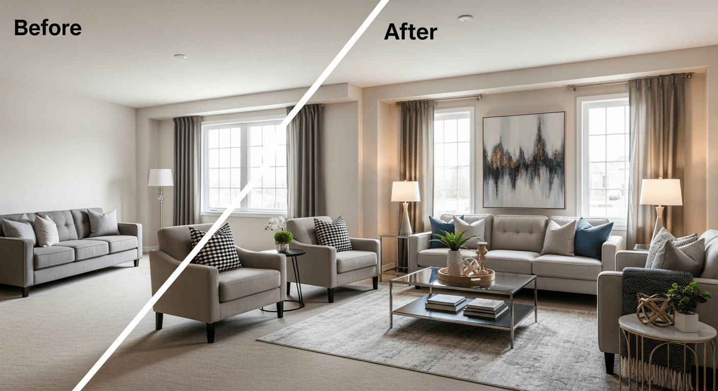 Кухня: преди срещу след виртуален стейджинг