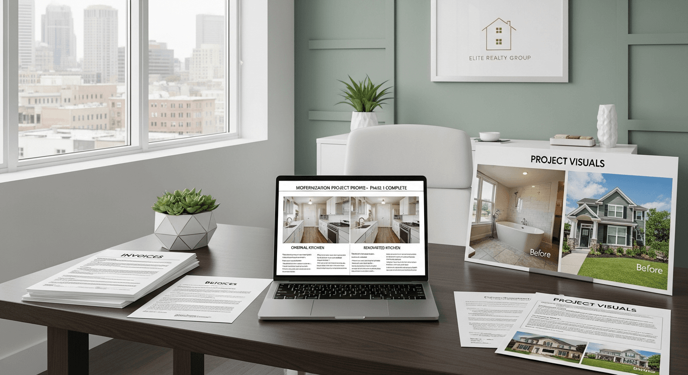 Dosje e organizuar me vërtetime modernizimi me lista kontrolli dhe shembuj për shitjet e pasurive të paluajtshme