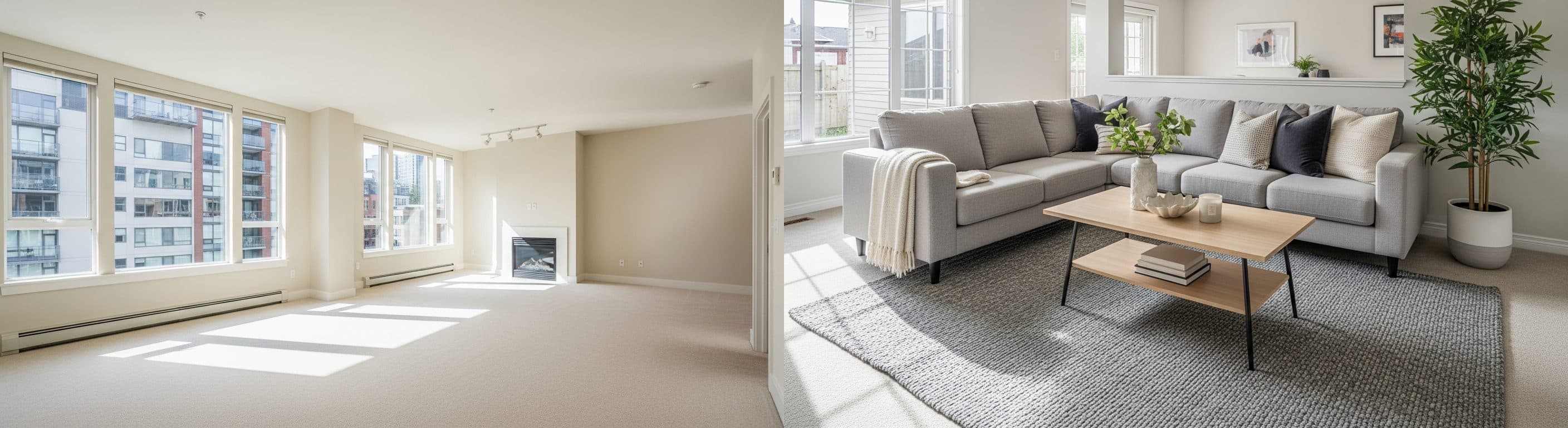 غرفة المعيشة: قبل وبعد التنسيق الافتراضي