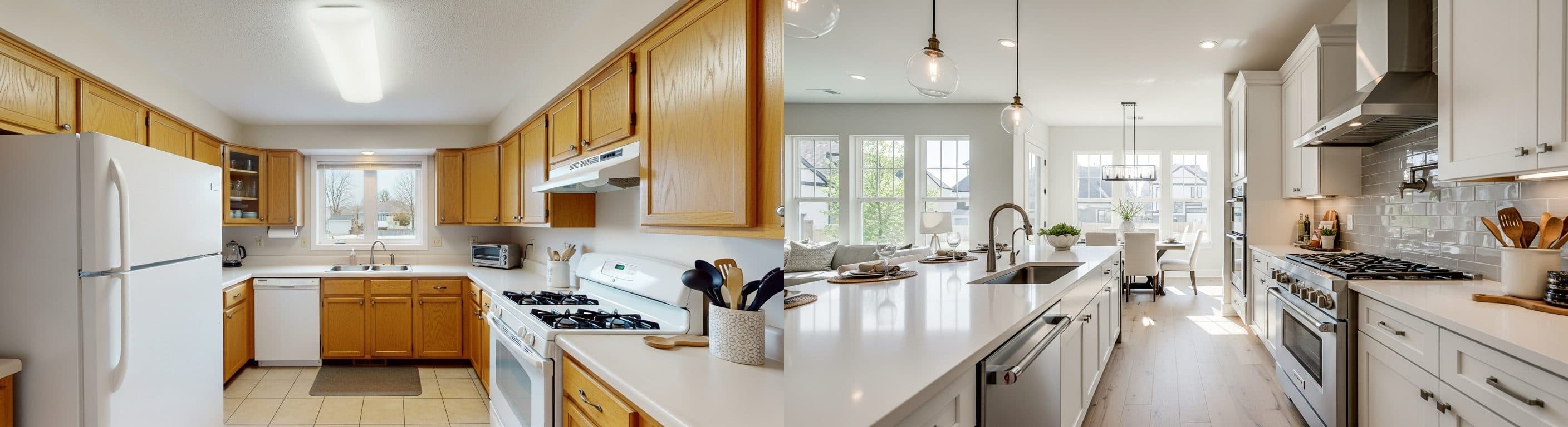 Kitchen: before vs after virtual staging