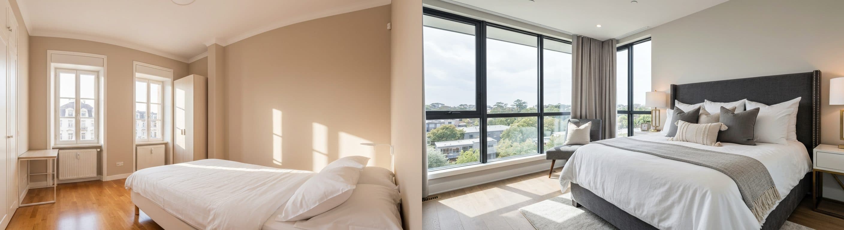 Bedroom: before vs after virtual staging