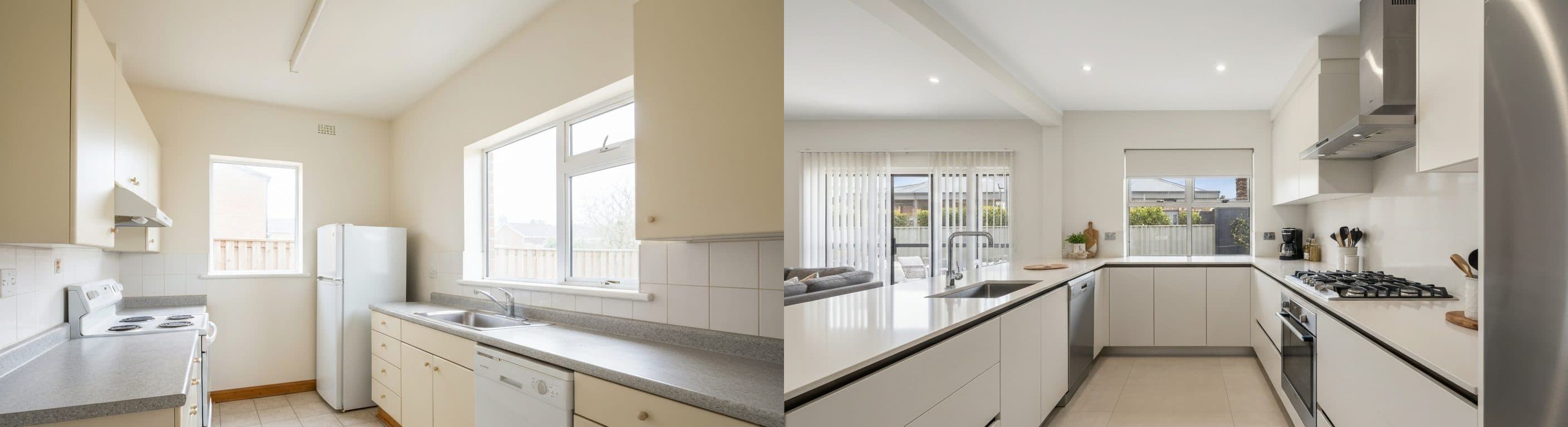 Кухня: преди срещу след виртуален стейджинг