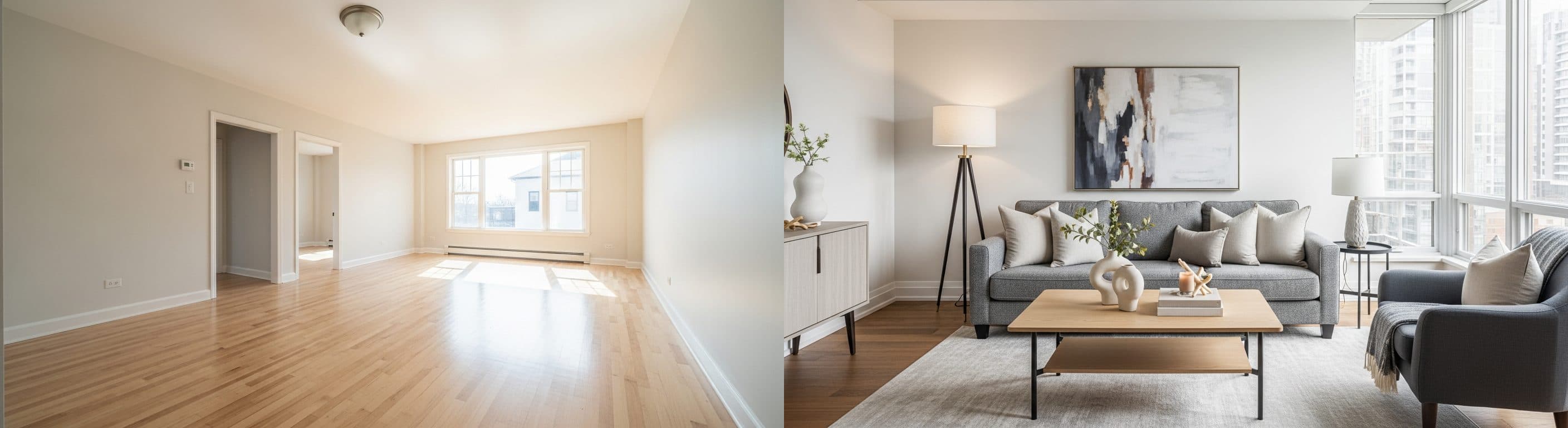 Oturma Odası: sanal sahneleme öncesi ve sonrası