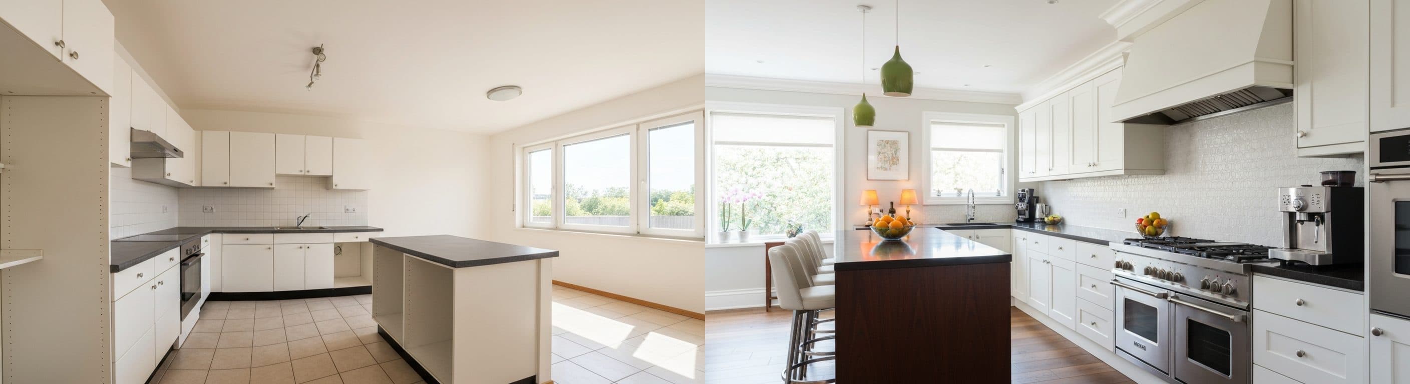 Mutfak: sanal sahneleme öncesi ve sonrası