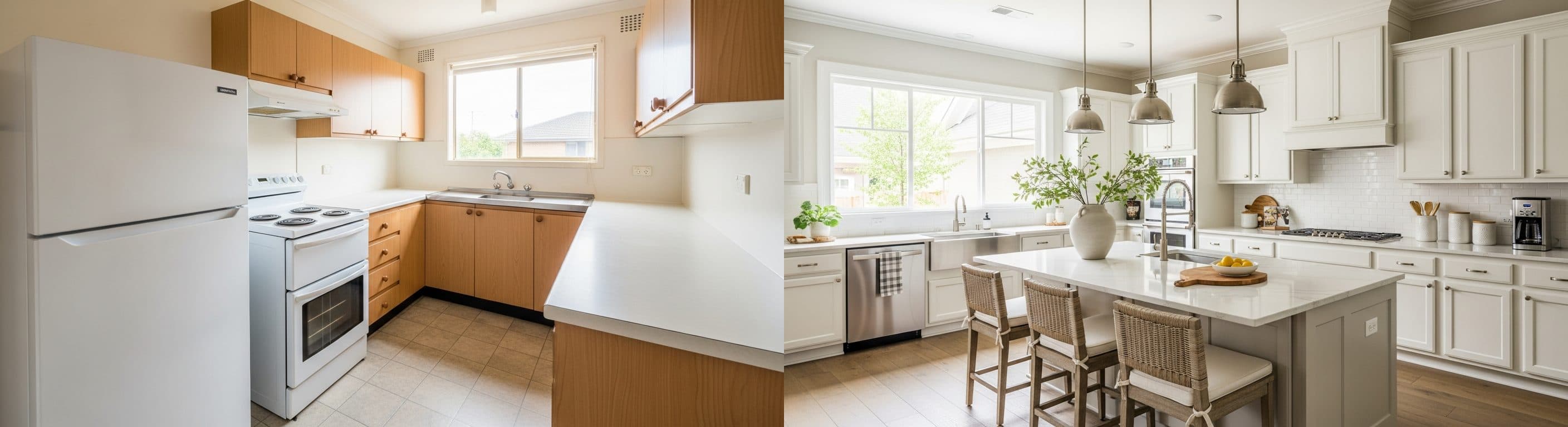 Keuken Gezinswoning: voor vs na virtuele staging