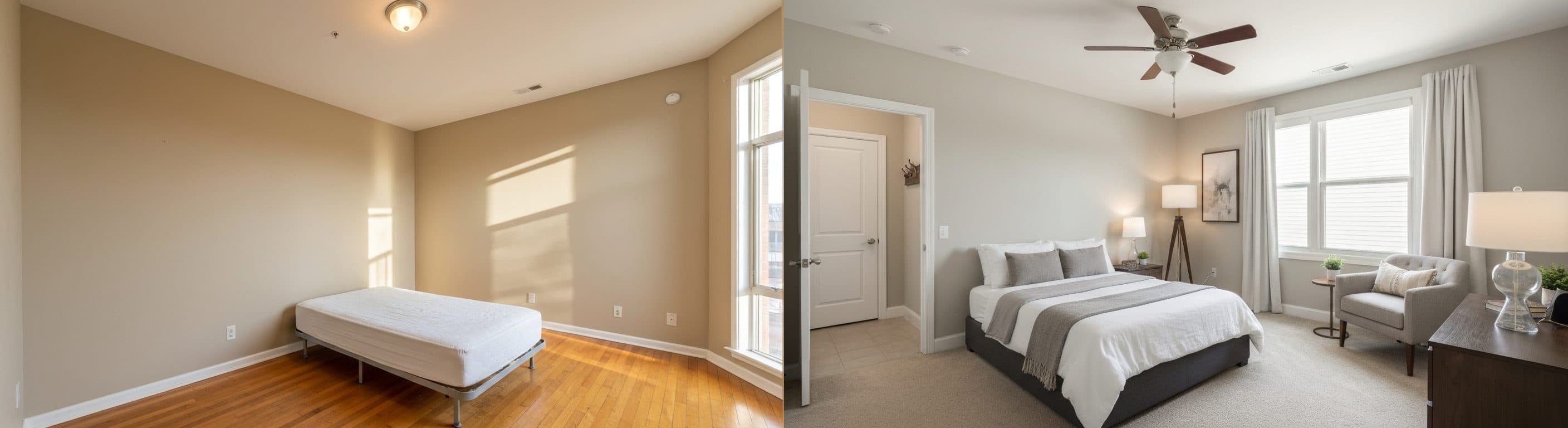 Slaapkamer Beleggingsobject: voor vs na virtuele staging