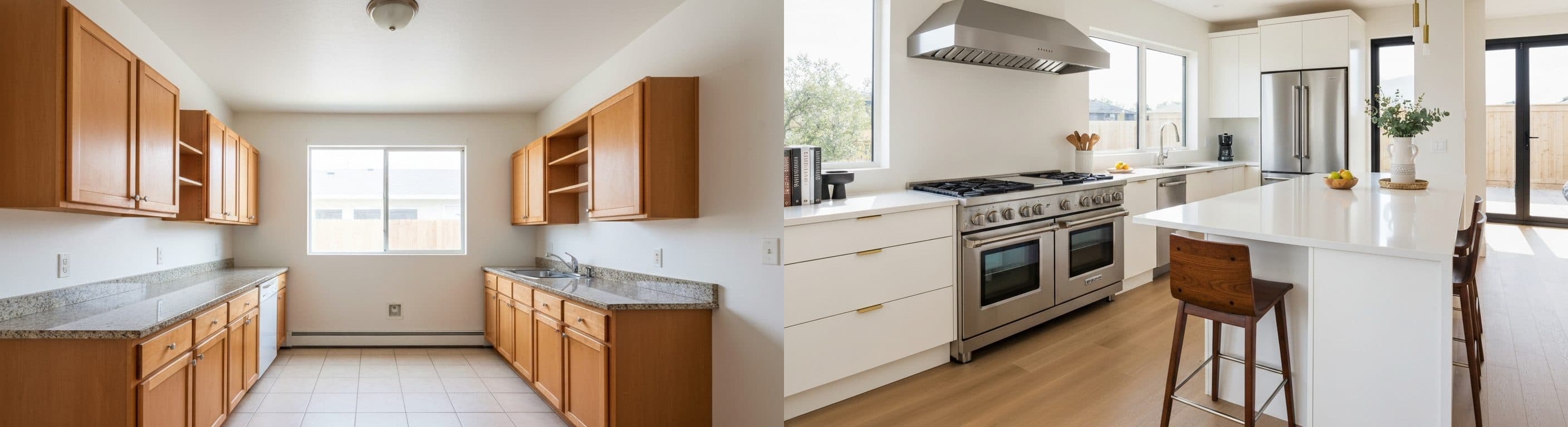 cozinha: antes vs depois do virtual staging
