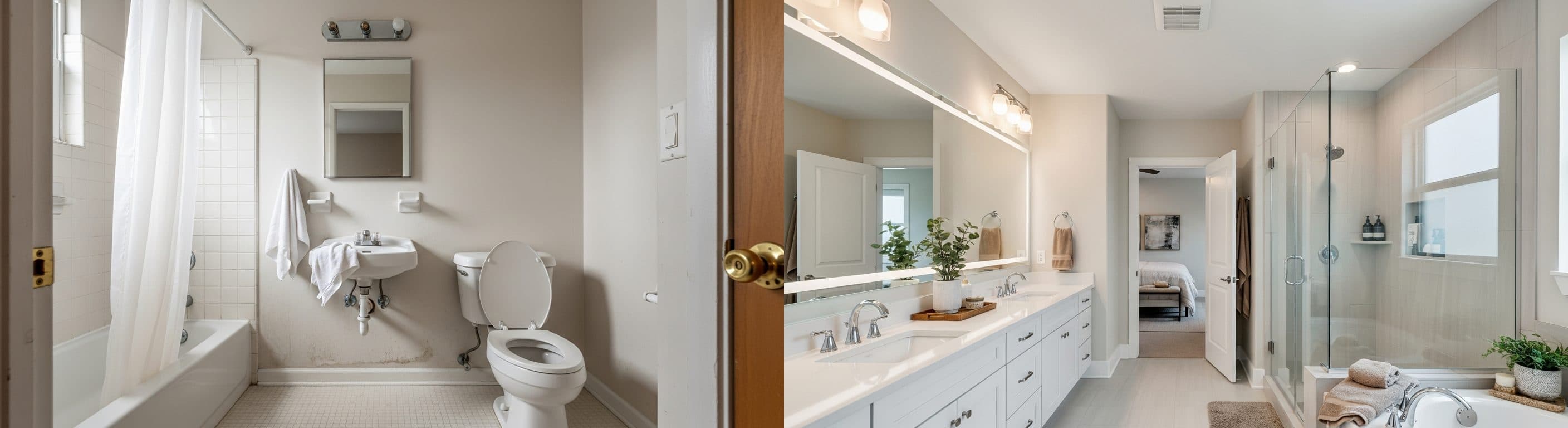 łazienka: przed vs po wirtualnym stagingu