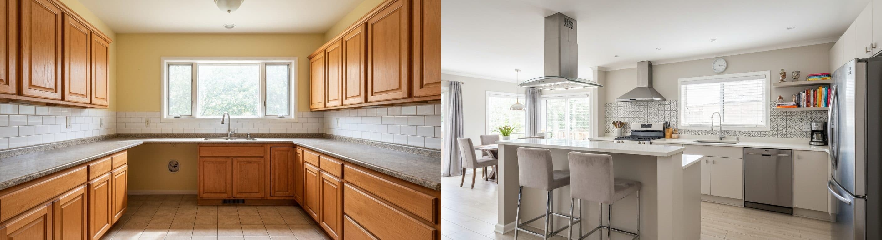 Kuchyně: před a po virtuálním stagingu