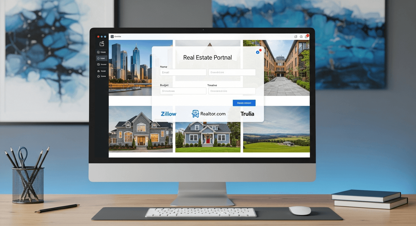 Moderní formulář pro potenciální zákazníky v realitách na digitálním portálu s kvalifikačními otázkami