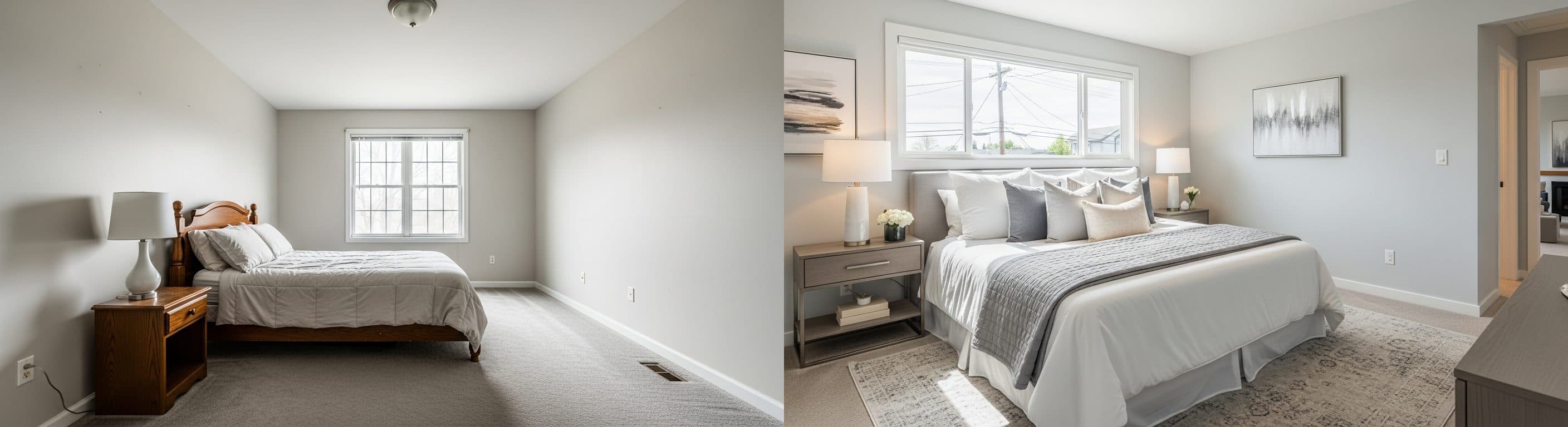 Dormitorio: antes vs después del staging virtual