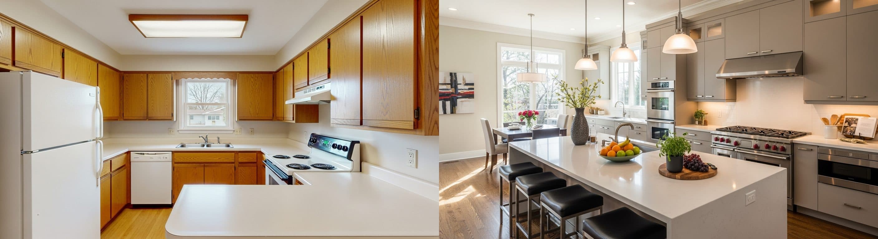 Kitchen: before vs after virtual staging