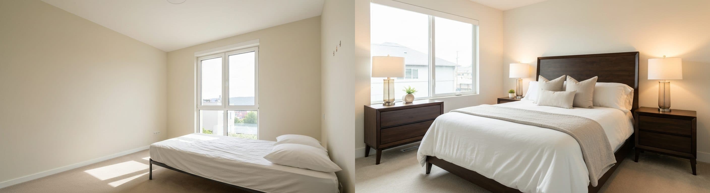 Bedroom: before vs after virtual staging