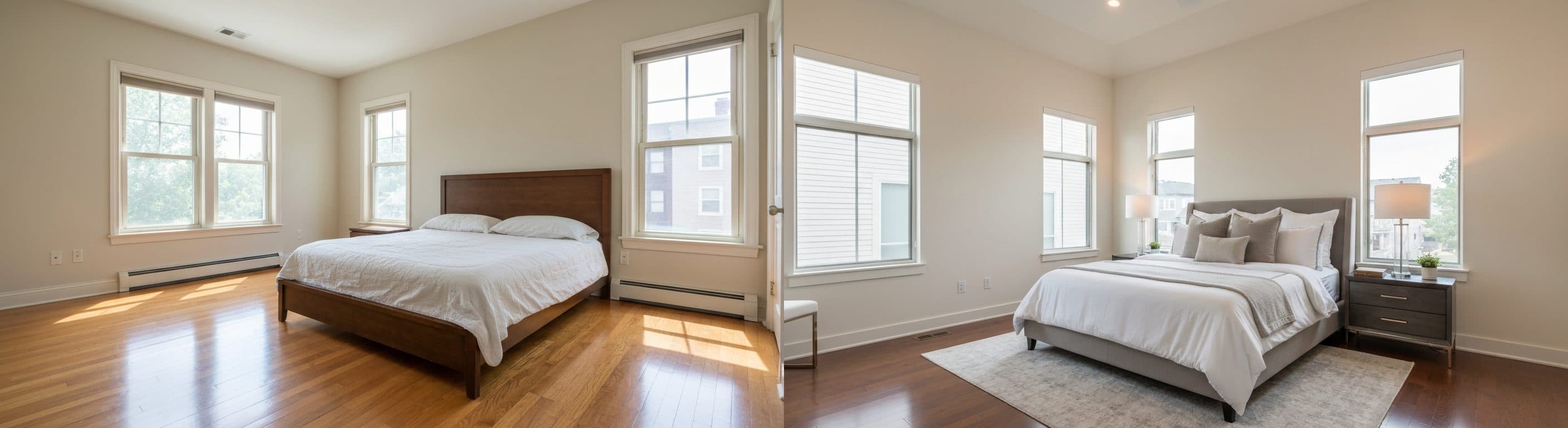 Ebeveyn Yatak Odası: sanal sahneleme öncesi ve sonrası