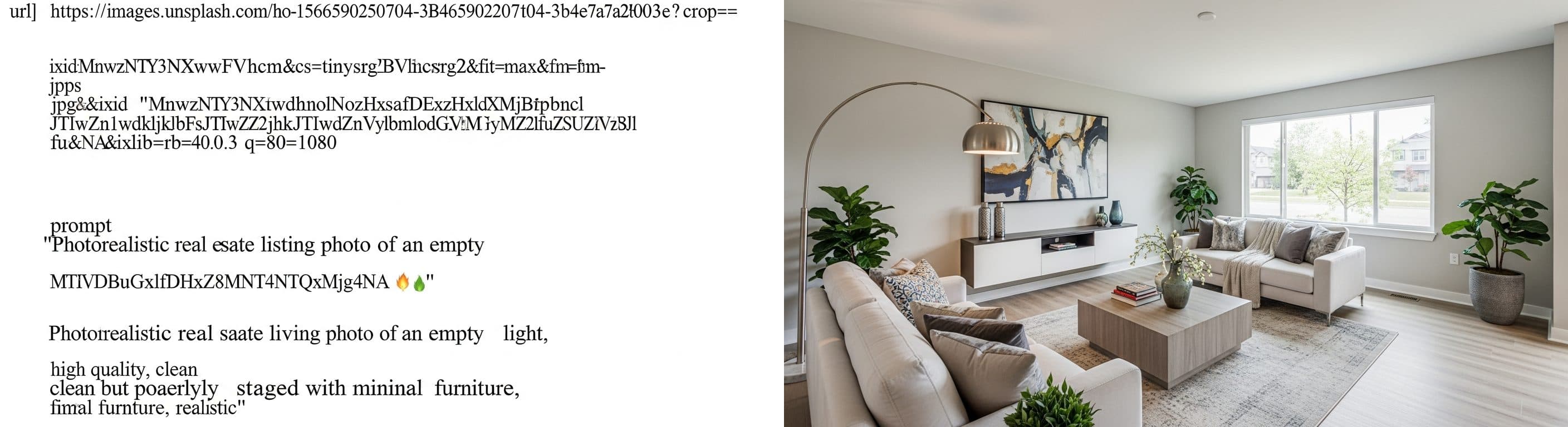 Vardagsrum: före vs efter virtuell staging