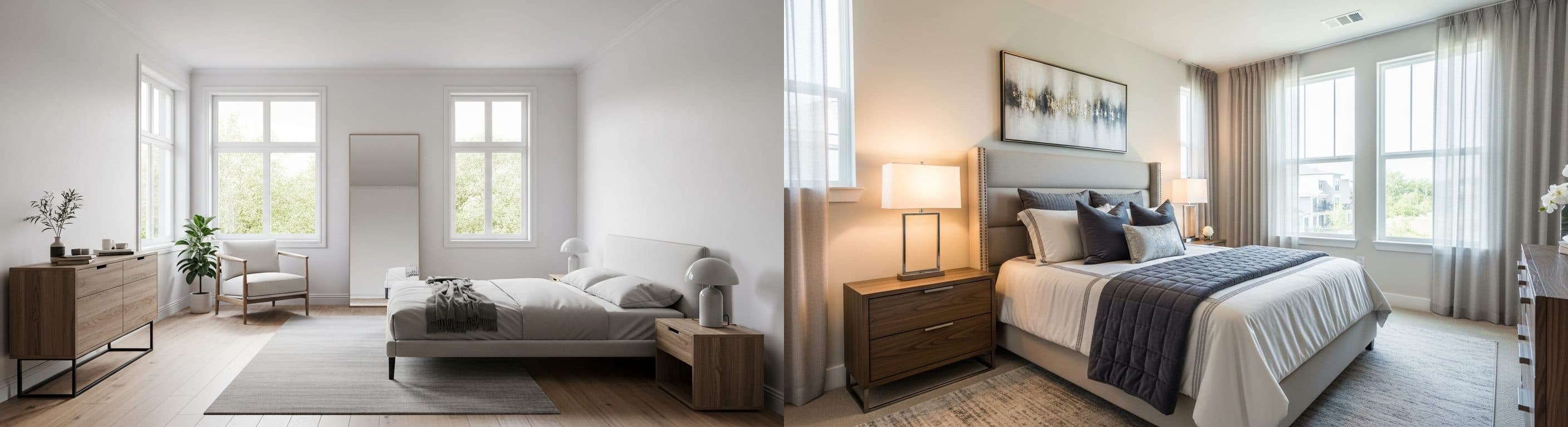 Спальня: до и после виртуального хоумстейджинга