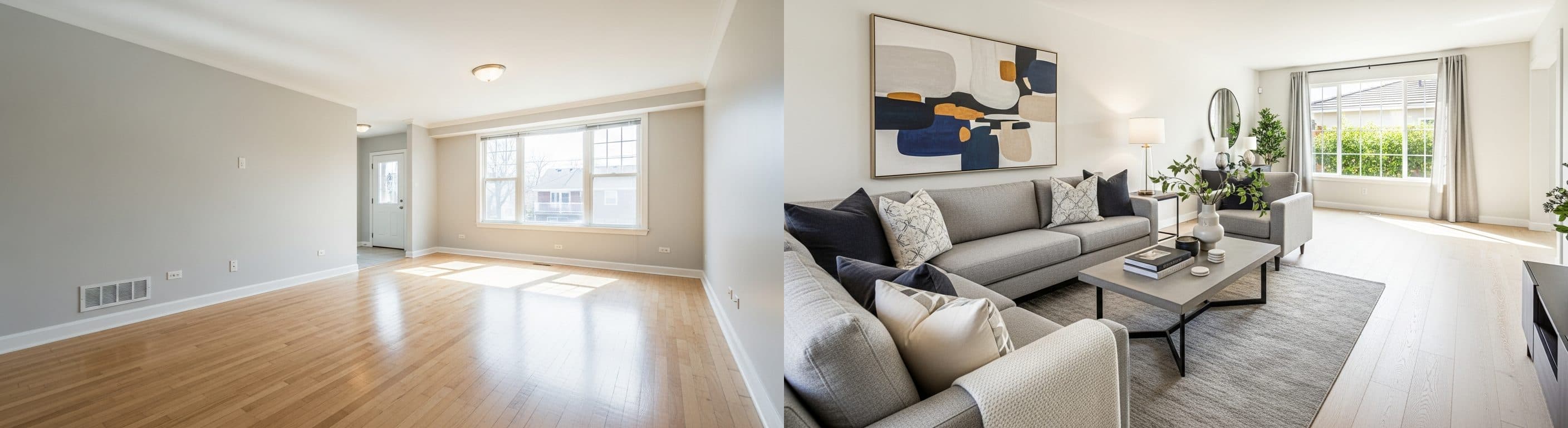 Oturma Odası: sanal sahneleme öncesi ve sonrası