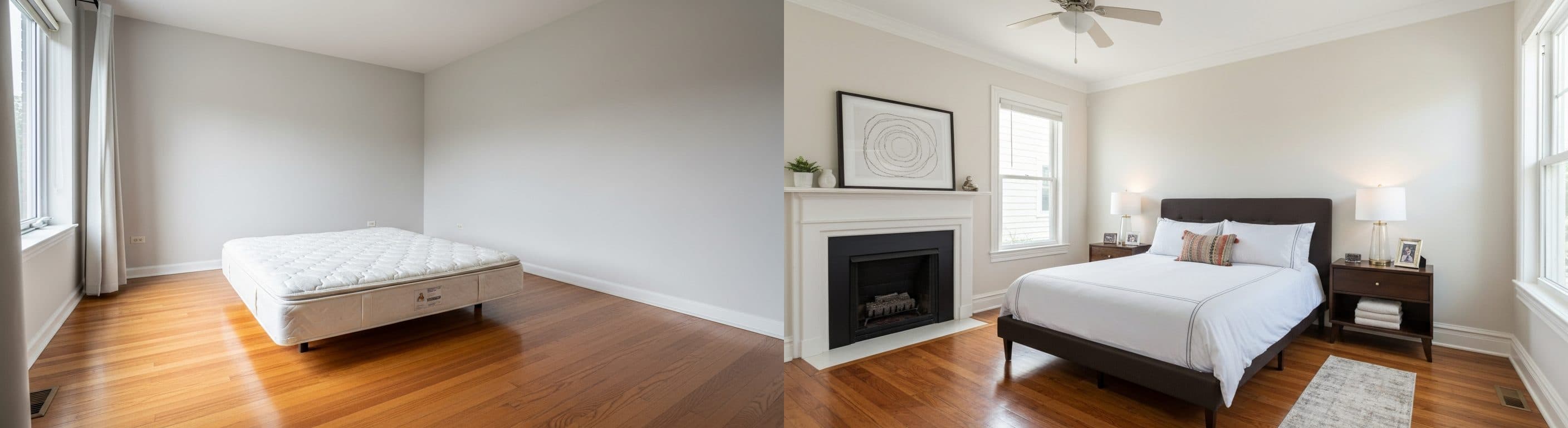 Yatak Odası: sanal sahneleme öncesi ve sonrası