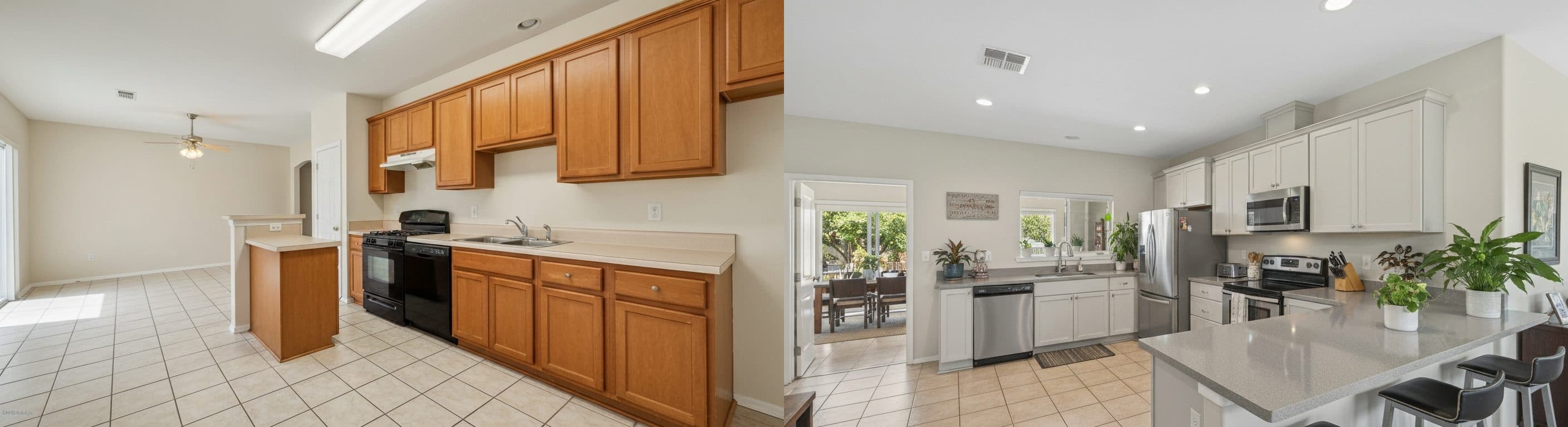 Kjøkken: før vs etter virtuell styling