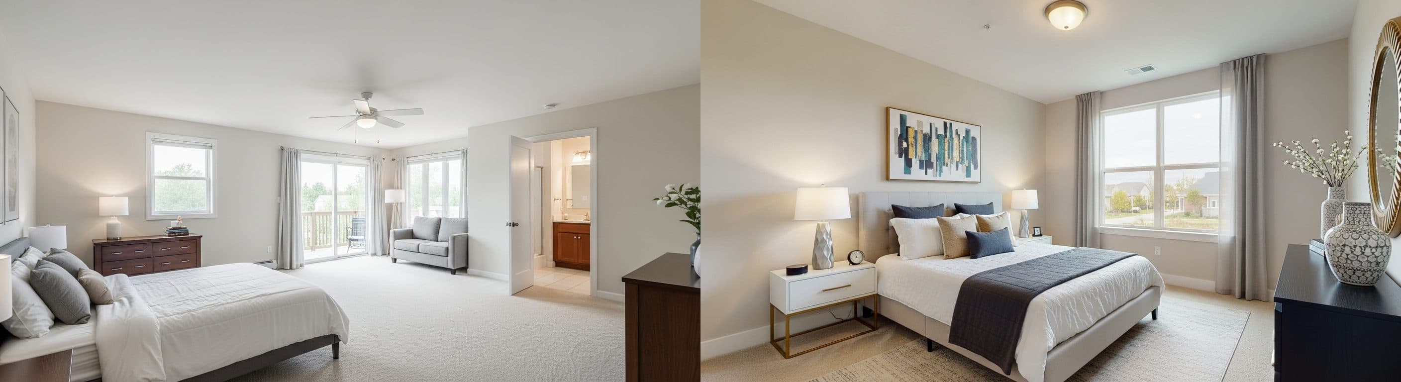 Quarto: antes vs depois do home staging virtual