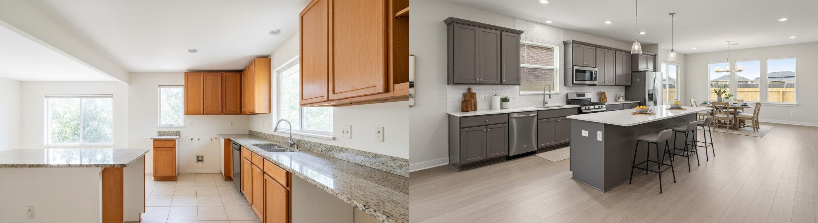 Cozinha: antes vs depois do home staging virtual
