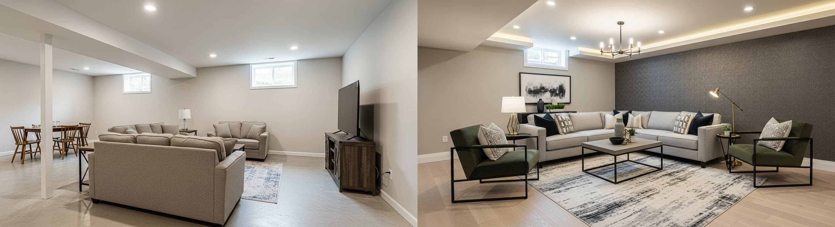 Kælderstue: før vs efter virtuel staging