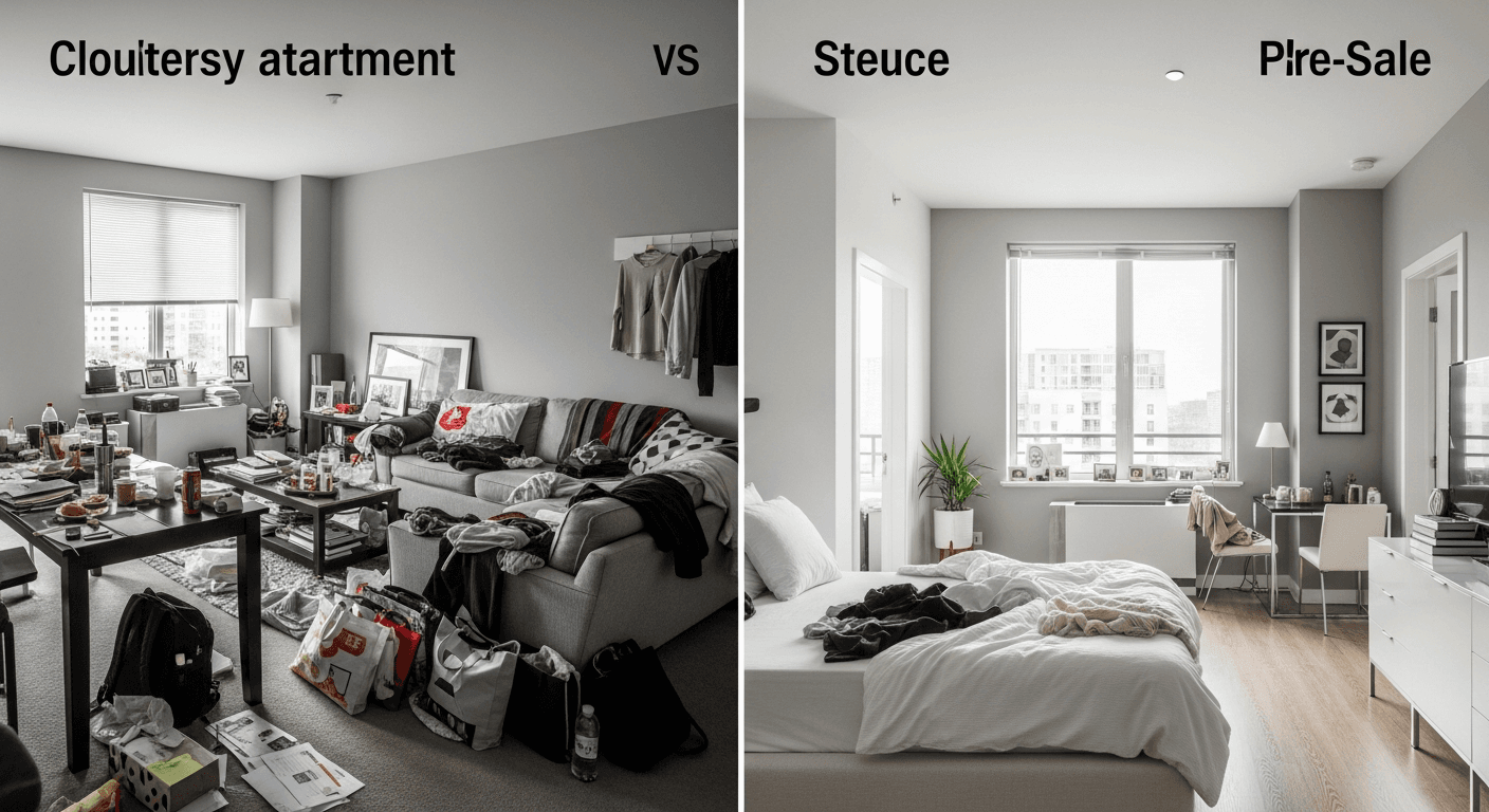 Модерен интериор на апартамент преди и след виртуално обзавеждане