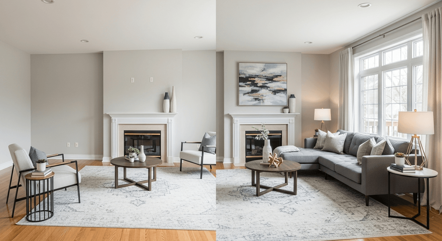 Kjøkken: før vs etter virtuell styling