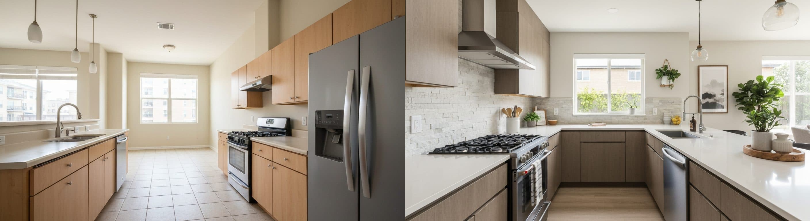 المطبخ: قبل وبعد التجهيز الافتراضي