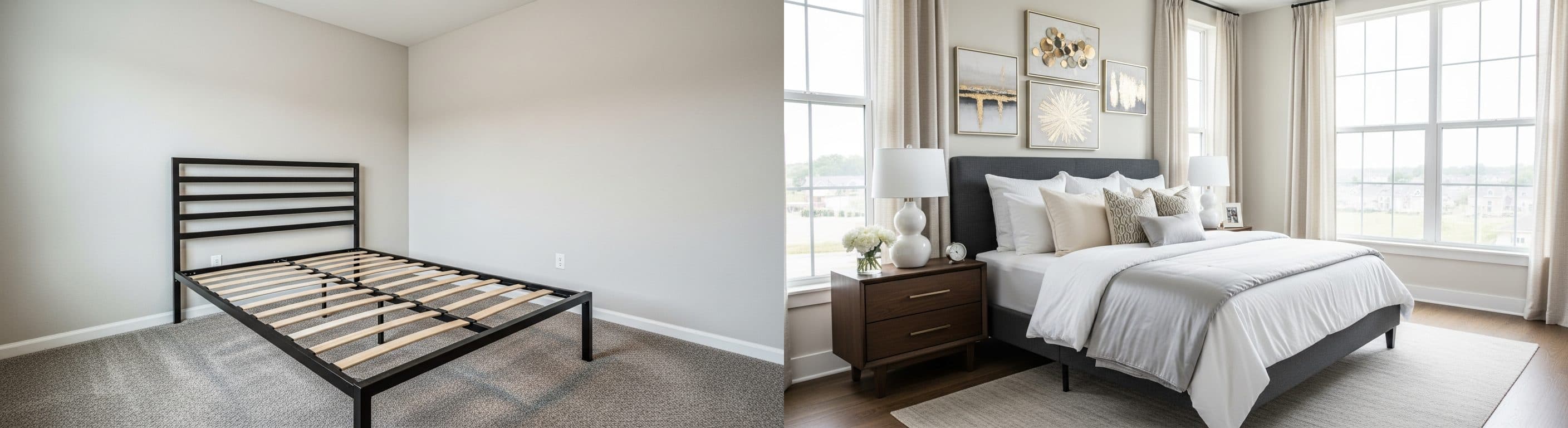 Soverom: før vs. etter virtuell styling