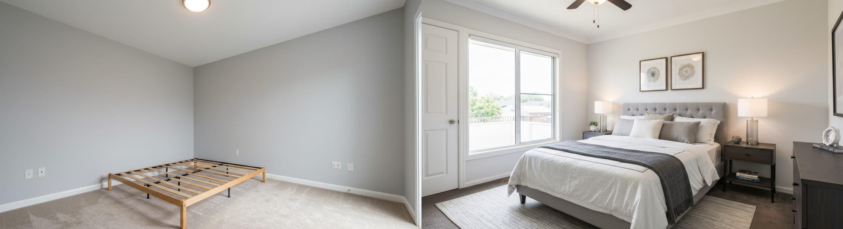 غرفة النوم: قبل وبعد التجهيز الافتراضي