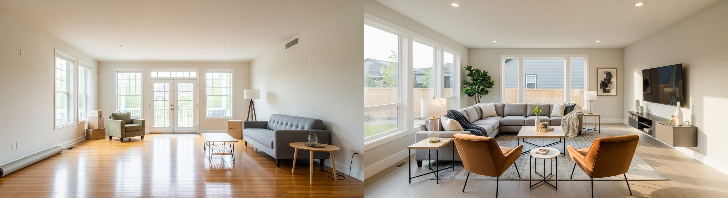 stue: før vs. efter virtuel staging